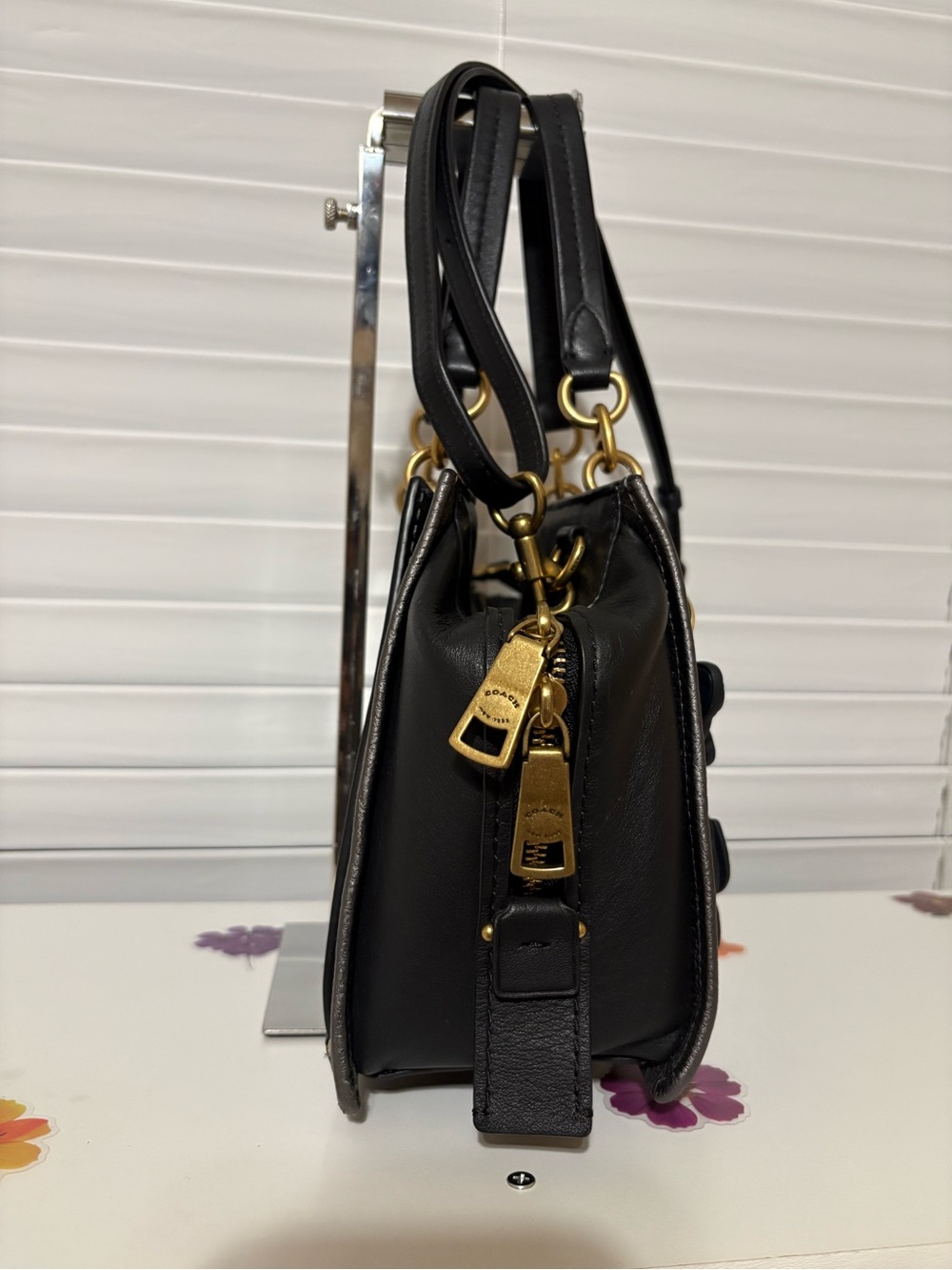 🦋Coach Dreamer Satchel Black Multi Butterfly Applique Snakeskin Handbag 72614🦋 - Picture 4 of 11